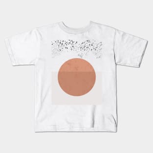 Abstract Sunset Landscape Flying Birds Kids T-Shirt